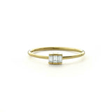 Minimalist Engagement Ring 0.4ct Baguette Cut VVS1D Diamond 14k Yellow Gold Over