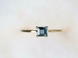 0.5ct Engagement Ring Asscher London Blue Topaz Solitaire 14k Yellow Gold Finish