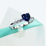 1ct Heart Cut Simulated Sapphire Accented Engagement Ring 14k White Gold Plated