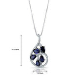 6Ct Pear Cut Blue Sapphire Stylish Diamond Womens Pendant 14K White Gold Finish