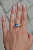 2ct Cushion Blue Tanzanite Engagement Ring Accents Solitaire 14k Rose Gold Over