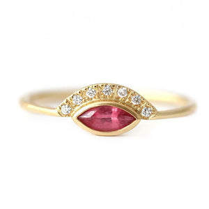 1ct Marquise Cut Pink Ruby Engagement Ring 14k Yellow Gold Finish Egyptian Crown