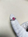 1ct Engagement Ring Oval Cut Pink Ruby Twist Swirl Solitaire 14k White Gold Over