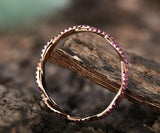 1ct Round Cut Pink Ruby Wedding Band Twisted Swirl Infinity 14k Rose Gold Finish