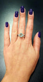 1.67ct Engagement Ring Oval Cut Blue Aquamarine Split Shank 14k WhiteGold Finish