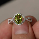 2ct Oval Cut Green Peridot Infinity Wedding Engagement Ring 14k WhiteGold Finish