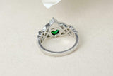 1ct Heart Cut Green Emerald Engagement Ring Double Knot Crown 14k WhiteGold Over