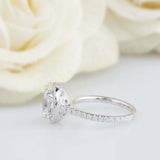 2ct Oval Diamond Engagement Ring Halo Solitaire with Accents 14k White Gold Over