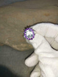 2ct Engagement Ring Oval Cut Diamond Purple Amethyst Halo 14k White Gold Finish