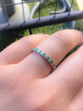 1ct Round Green Emerald Half Eternity Wedding Band Ring 14k White Gold Finish