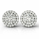 4ct Round Cut Diamond Dual Halo Art Deco Stud Earrings 14k White Gold Finish