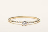 Petite Solitaire with Accents Ring 1ct Round Cut Diamond 14k Yellow Gold Finish