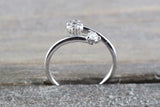 1ct Round Cut Diamond Engagement Ring Open Bypass Floral 14k White Gold Finish