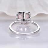 1ct Cushion Cut Peach Morganite Solitaire Engagement Ring 18k White Gold Finish