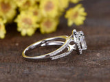 1.5ct Oval Cut Diamond Engagement Ring 14k White Gold Finish Split Shank Wedding