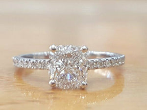 1.9ct Cushion Cut Diamond Accents Solitaire Engagement Ring 14k WhiteGold Finish