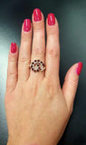 1.5ct Engagement Ring Round Cut Red Garnet Swirl Twist 14k White Gold Finish