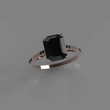 2.5ct Emerald Cut Black Diamond Engagement Ring Solitaire 14k Rose Gold Finish