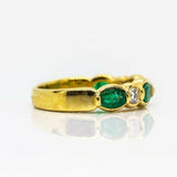 1.8ct Oval Cut Green Emerald Stylish Half Eternity Band 14k Yellow Gold Finish