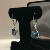 2ct Dangle Earrings Oval London Blue Topaz Diamond LeverBack 14k White Gold Over