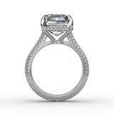 3.2ct Emerald Cut Diamond Accents Solitaire Proposal Ring 14k White Gold Finish