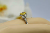 2.2ct Oval Yellow Citrine Engagement Ring Diamond Floral Halo 14k WhiteGold Over