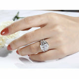 4Ct Emerald Cut Diamond Elegant Bridal Set Engagement Ring 14K White Gold Finish