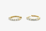 1ct Huggies Earrings Baguette Cut Diamond Elegant Stylish 14k Yellow Gold Finish