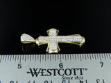 2ct Round Cut VVS1D Diamond Pendant Three Row Dome Cross 14k Yellow Gold Finish