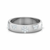 2ct Wedding Ring Band Round Cut Diamond Floral Design 14k White Gold Finish