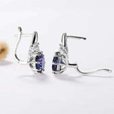 2.5ct Drop Earrings Round Cut Blue Tanzanite Stylish Design 14k WhiteGold Finish