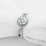 1.8ct Round Cut Diamond Engagement Ring Halo Split Shank 14k White Gold Finish