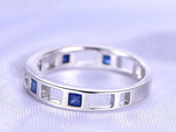 1.5ct Princess Cut Blue Sapphire Wedding Band Anniversary 14k White Gold Finish