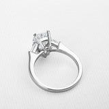 1.3ct Pear Diamond Engagement Ring Baguette Accent Trilogy 14k White Gold Finish