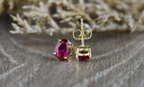 1.2ct Oval Cut Pink Ruby Push Back Bridal Stud Earrings 14k Yellow Gold Finish