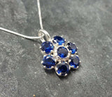 2.7ct Blue Sapphire Pendant Round Cut Cluster Design 14k WhiteGold Over NO CHAIN