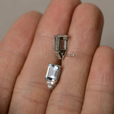 2ct Emerald Cut Blue Aquamarine Diamond Elegant Stud Earrings 14k WhiteGold Over