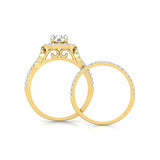 2.7ct Engagement Ring Round Cut Diamond Bridal Set Halo 14k Yellow Gold Finish