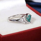 1.2ct Heart Cut Simulated Emerald Double Heart Shape Ring 14k White Gold Plated