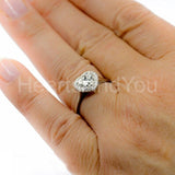 1ct Heart Simulated Diamond Solitaire Halo Engagement Ring 14k White Gold Plated