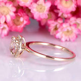 2ct Round Cut Morganite Engagement Ring Diamond Halo Solitaire 14k RoseGold Over