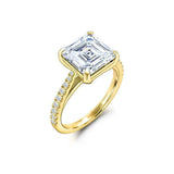 Solitaire with Accents Engagement Ring 2.25ct Asscher Diamond 14k WhiteGold Over