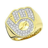 3Ct Round Cut Diamond Baseball Glove Men Engagement Ring 14K Yellow Gold Finish