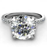 2.1ct Round Cut Diamond Accents Solitaire Engagement Ring 14k White Gold Finish