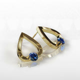 1Ct Round Cut Blue Sapphire Water Tear Drop Earrings Women 14K Yellow Gold Over