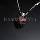 1ct Heart Simulated Red Garnet Solitaire Pendant 14k White Gold Plated NO CHAIN