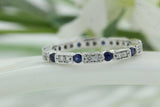 2ct Round Cut Blue Sapphire Full Eternity Wedding Band Ring 14k WhiteGold Finish