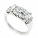 3ct Marquise Cut Diamond Art Deco Edwardian Engagement Ring 14k White Gold Over