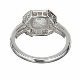 2ct Asscher Cut Diamond Halo Art Deco Accent Engagement Ring 14k White Gold Over