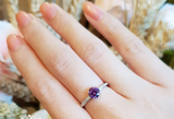 1ct Round Cut Purple Amethyst Engagement Ring 14k White Gold Finish Minimalist